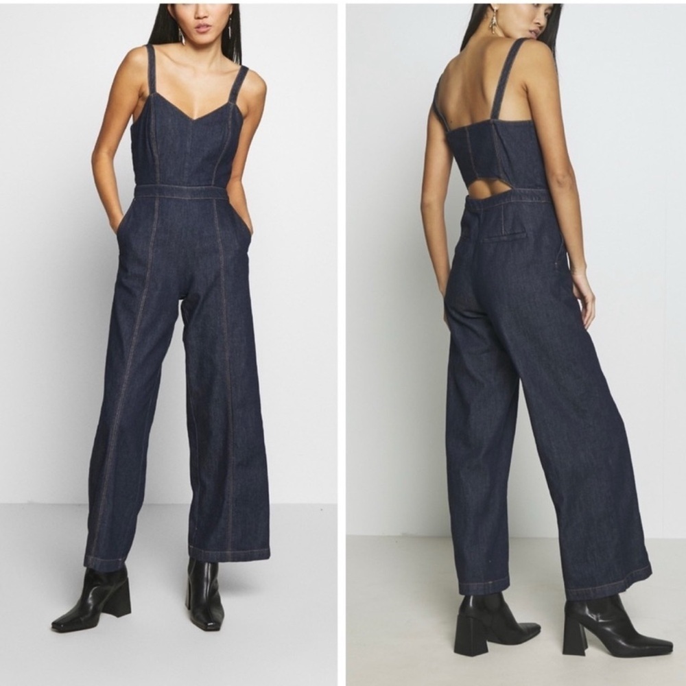 NEW Banana Republic Wide Leg Denim Indigo Women's Jumpsuit 14